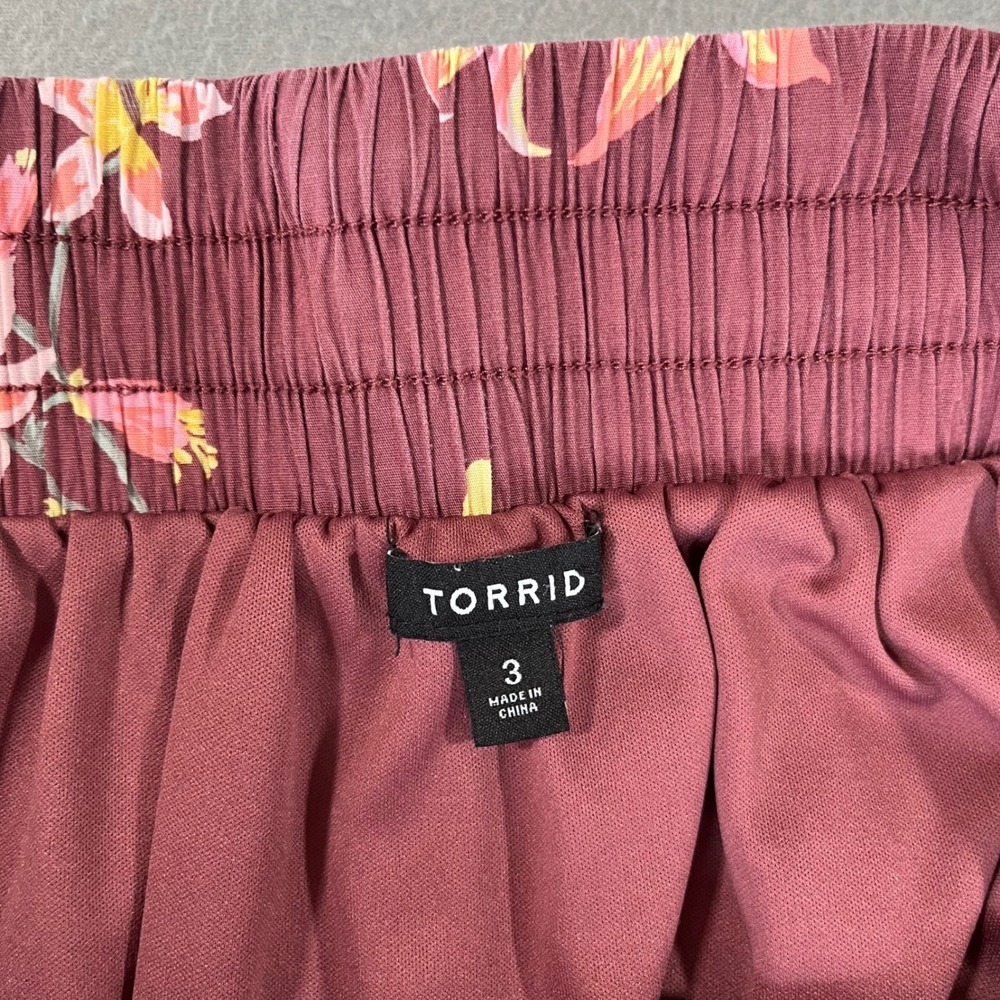 Torrid Floral Lily Tiered midi poplin Skirt Plus Size 3 Smocked Waist Lined - Picture 4 of 9